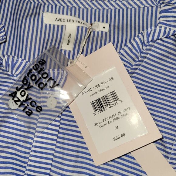 Avec Les Filles Ruffled Button Up Long Sleeve Shirt NWT - Picture 10 of 12